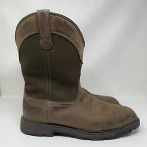 Ariat Work Boots Mens 10.5 D Brown Steel Toe Waterproof Pull On